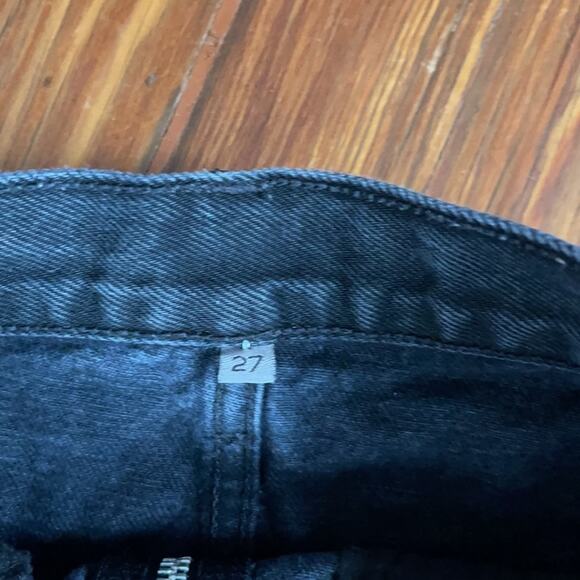 Carmar Beatrice front zip raw edge frayed distressed denim mini skirt sz 27 - Picture 6 of 8